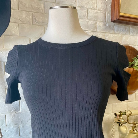 Helmut Lang Ribbed Cutout Mini Dress in Black Size Small - Picture 8 of 15